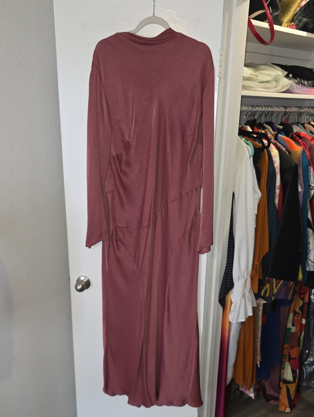 ASOS Curve Long Sleeve Maxi Dress in Mauve